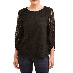 Lifestyle Attitude All Over Lace Top Black size large. Balloon sleeves